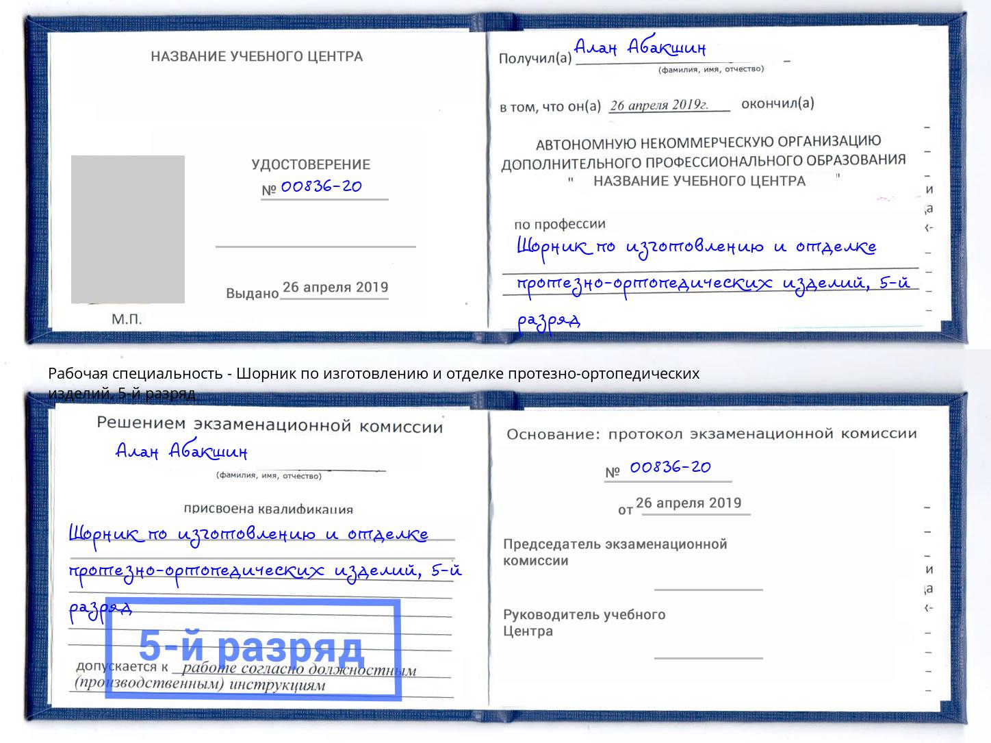 корочка 5-й разряд Шорник по изготовлению и отделке протезно-ортопедических изделий Братск