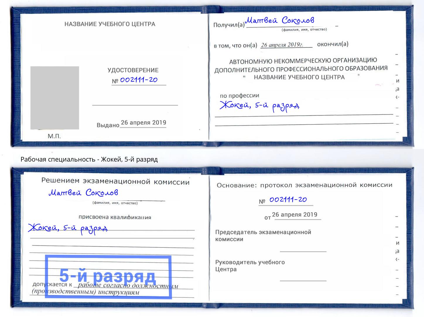 корочка 5-й разряд Жокей Братск